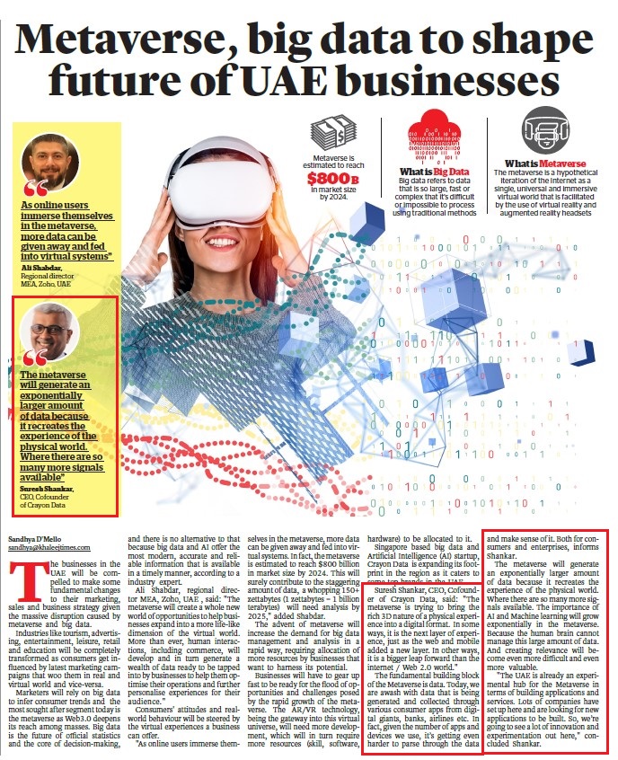 Khaleej Times Page 13 September 4 2022 Crayon Data